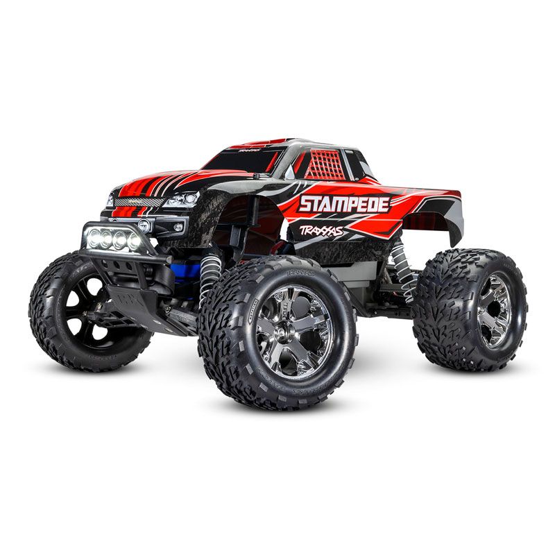 Traxxas Stampede 1/10 Rtr Monster Truck Led Lights Tq 2.4ghz Radio Battery Dc Charger - Red