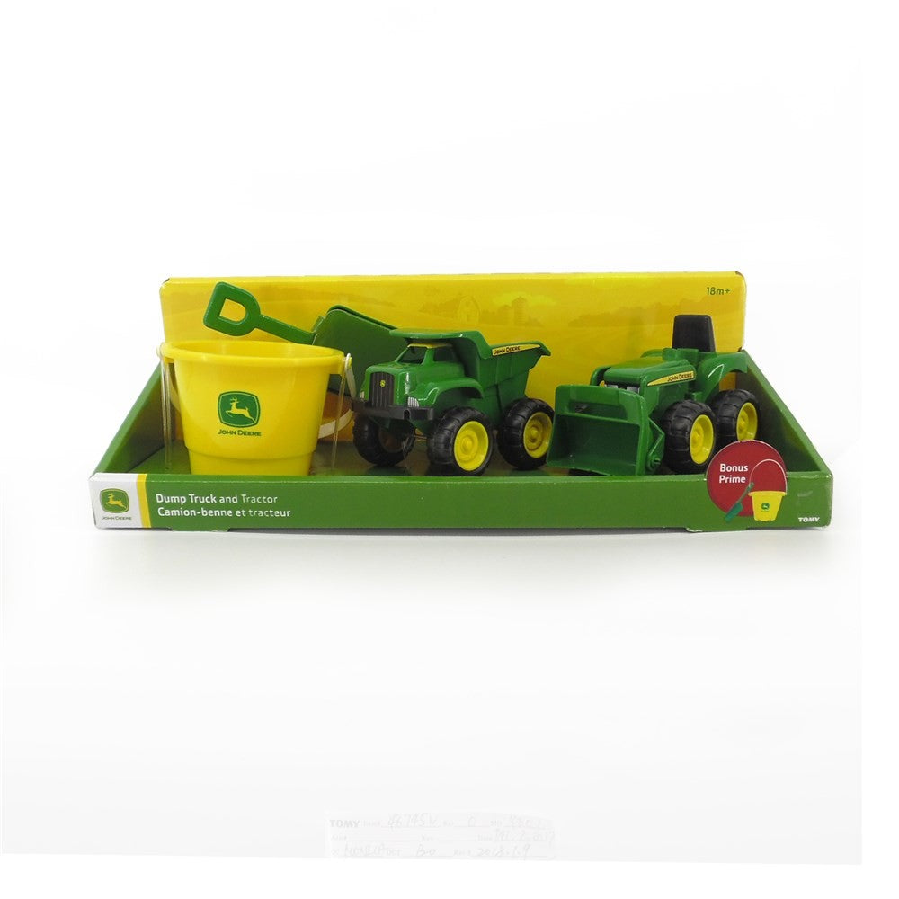 JOHN DEERE DUMP TRUCK AND TRACTOR W/ BUCKET