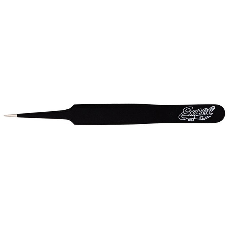 Excel Straight Point Tweezers - Black