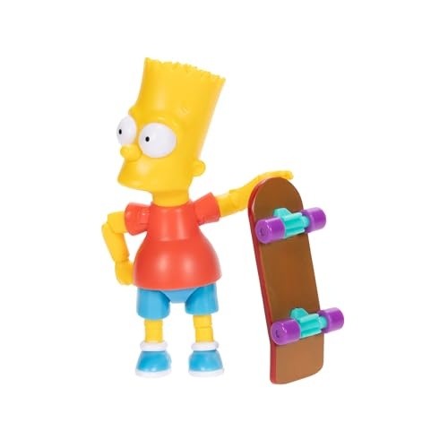 The Simpsons 5 Inch Bart Simpson Action Figure with Skateboard Accessory for Child Ages 4+