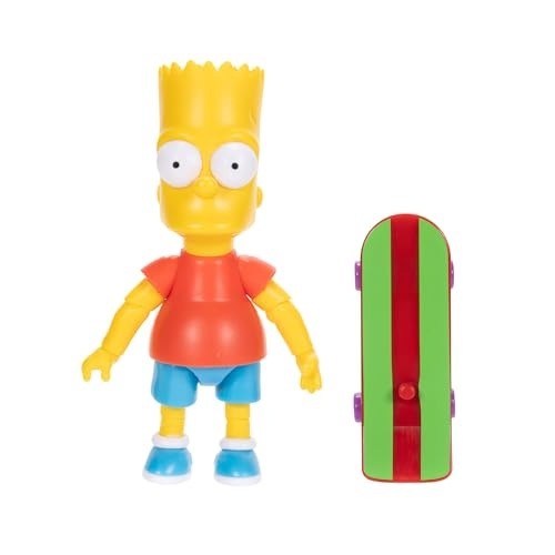 The Simpsons 5 Inch Bart Simpson Action Figure with Skateboard Accessory for Child Ages 4+