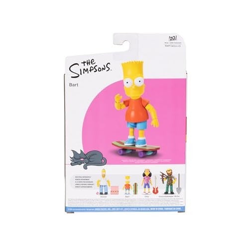 The Simpsons 5 Inch Bart Simpson Action Figure with Skateboard Accessory for Child Ages 4+