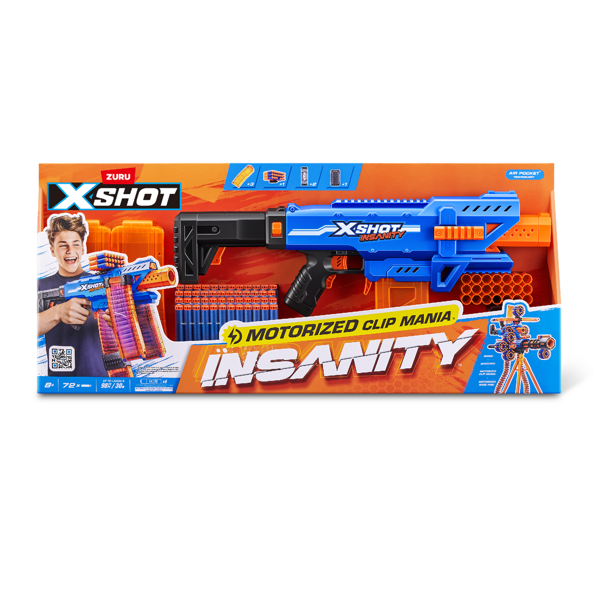 Zuru XSHOT Insanity Motorised Clip Blaster & 72 Darts