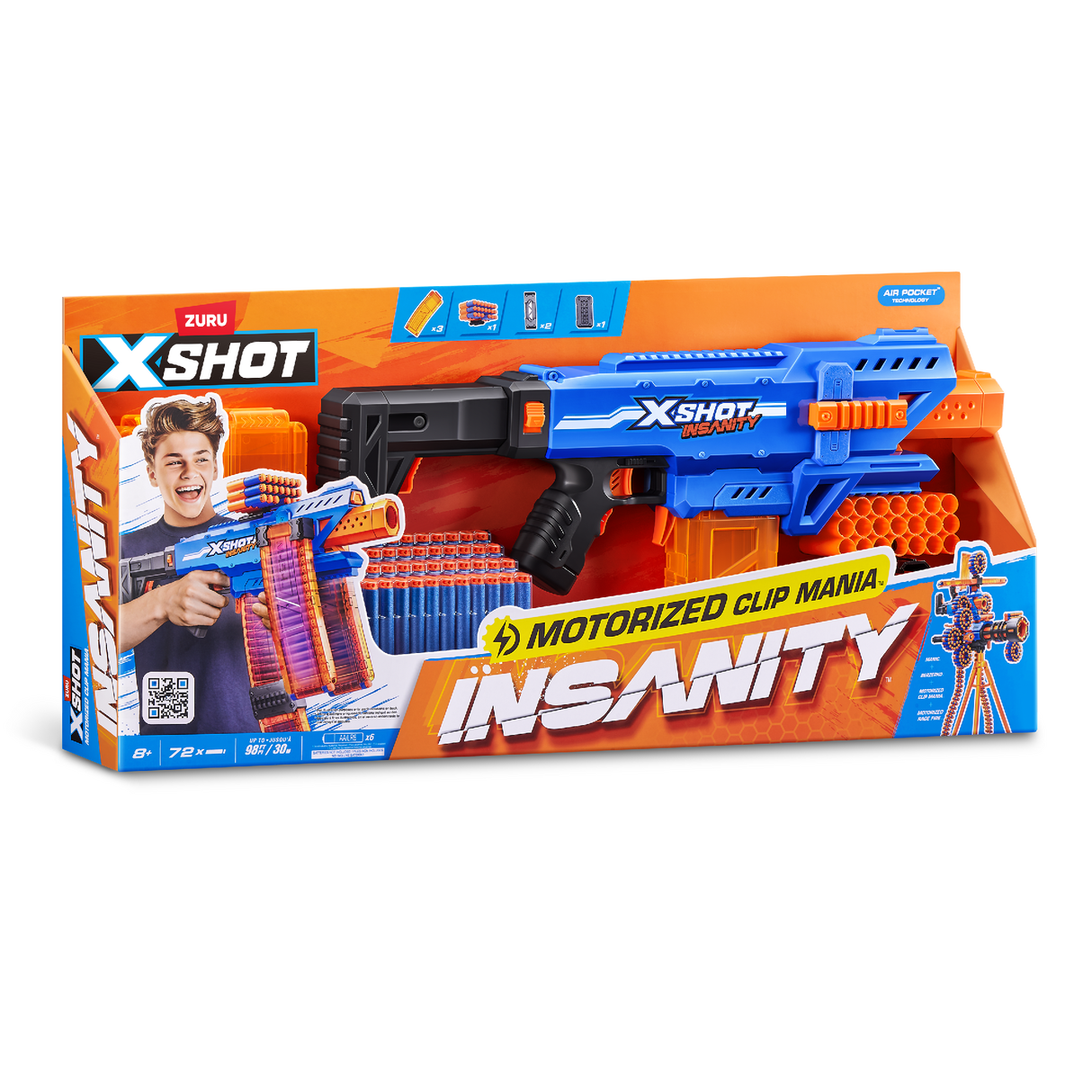 Zuru XSHOT Insanity Motorised Clip Blaster & 72 Darts