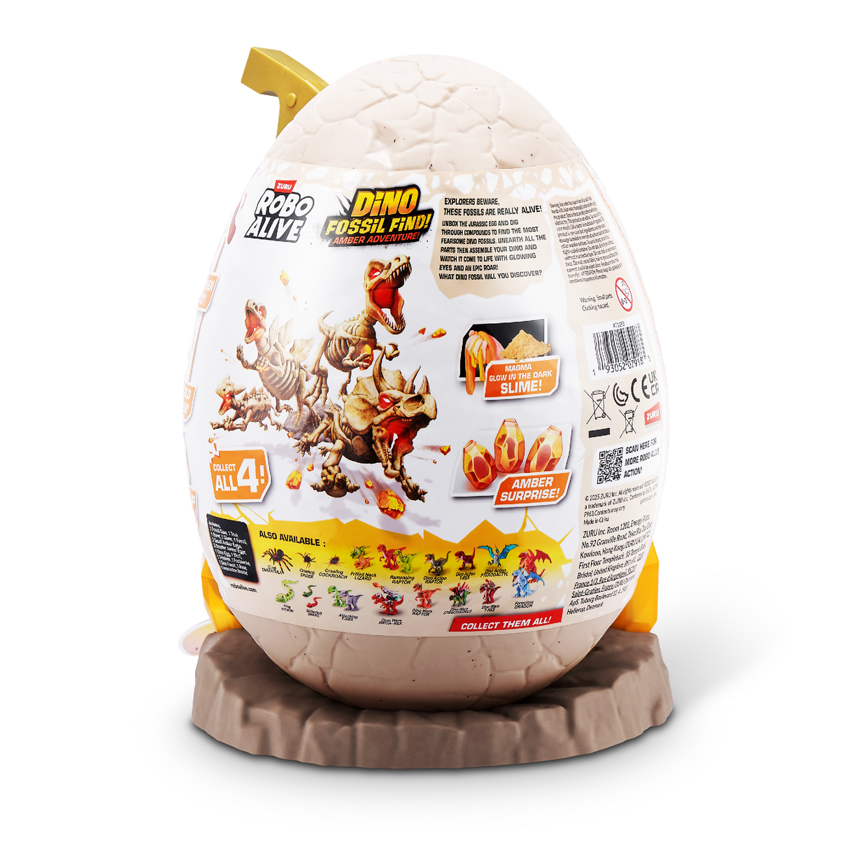 Zuru Robo Alive Light-Up Dino Fossil Amber Adventure