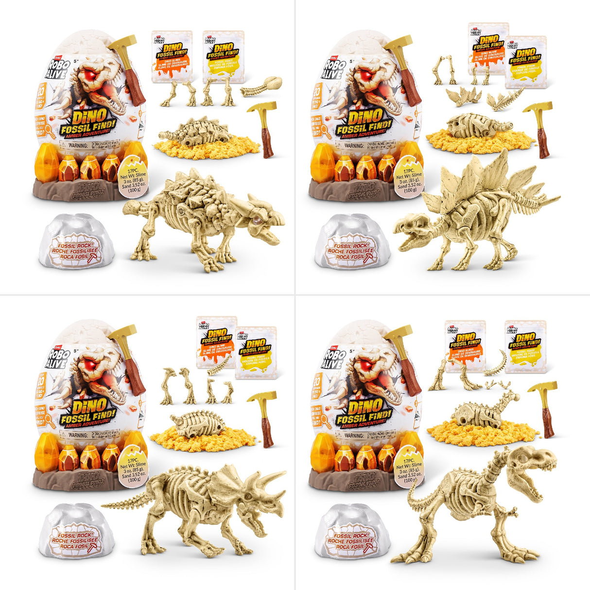 Zuru Robo Alive Light-Up Dino Fossil Amber Adventure