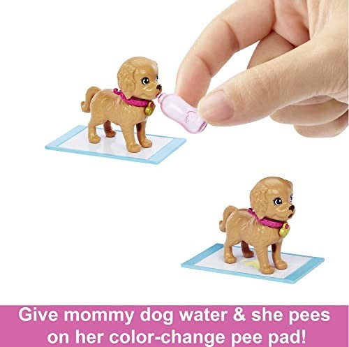 Barbie Doll And Accessories Pup Adoption Playset With Doll 2 Puppies And Color-change