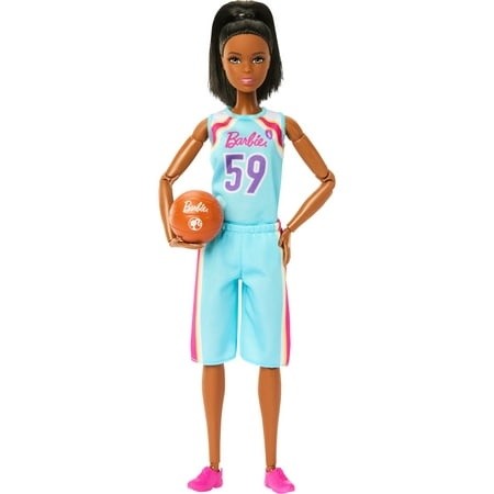 Barbie Made to Move Basketball Player Doll & Accessories Brunette Doll Wearing Uniform with Ball