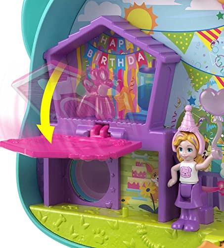 Polly Pocket Doggy Birthday Bash Compact Playset With 2 Micro Dolls & Accessories Travel Toys