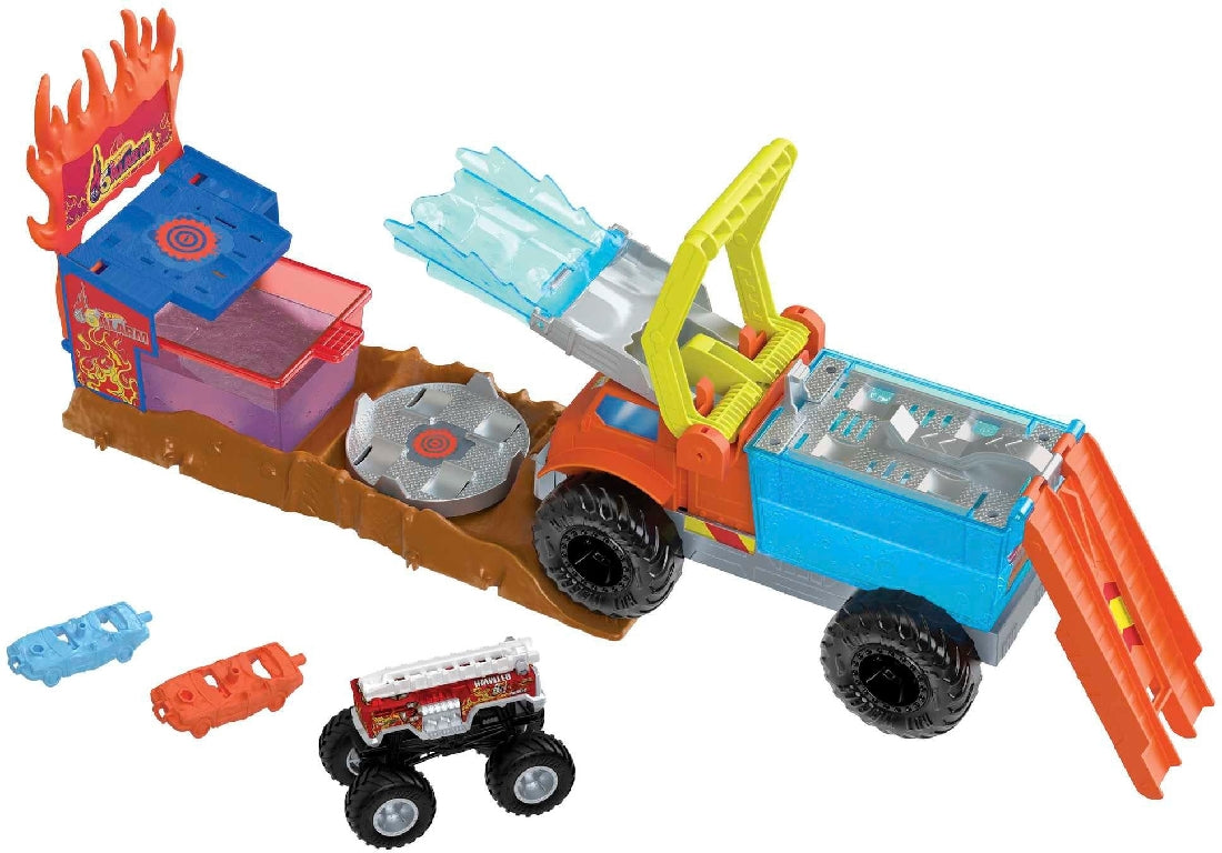 Hot Wheels Monster Truck 5 Alarm Color Shifter Water Blast Playset