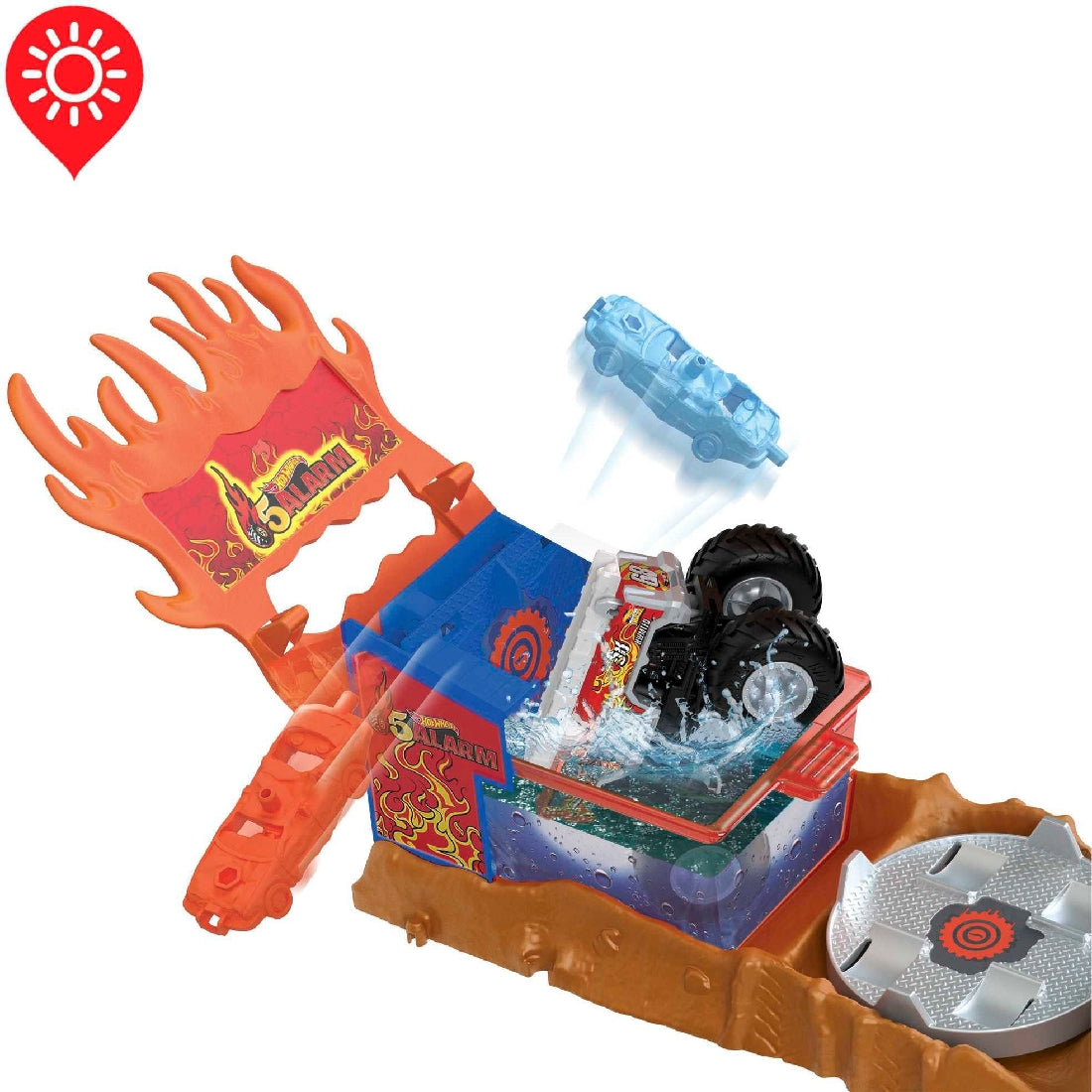 Hot Wheels Monster Truck 5 Alarm Color Shifter Water Blast Playset