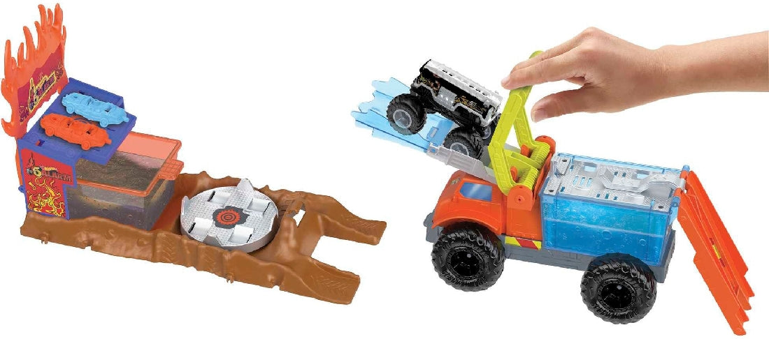 Hot Wheels Monster Truck 5 Alarm Color Shifter Water Blast Playset