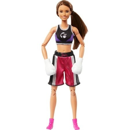 Barbie Made to Move Boxer Doll & Accessories Brunette Doll Wearing Uniform with Boxing Gloves