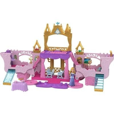 Disney Princess Carriage to Castle Transforming Playset with Aurora Small Doll 4 Figures & 3 Levels