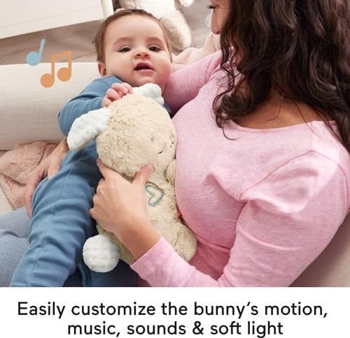 Fisher-Price Soothe Settle Bunny Plush Baby Toy Customizable Sound Machine with Motion - Multi-Color
