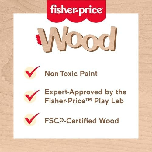 Fisher-Price Wood Pretend Play Coffee Shop & Toy Register, 20-Piece Wooden Food Playset for Preschool Kids Ages 3+ Years