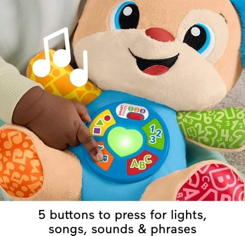 Fisher-price Baby Toy Laugh & Learn Smart Stages Puppy Musical Plush With Lights & Learning Songs For Infants Ages 6+ Months
