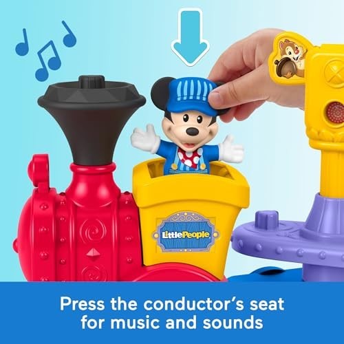 Fisher-Price Little People Disney Jr Mickey & Minnie Musical Train Toddler Toy With 2 Figures