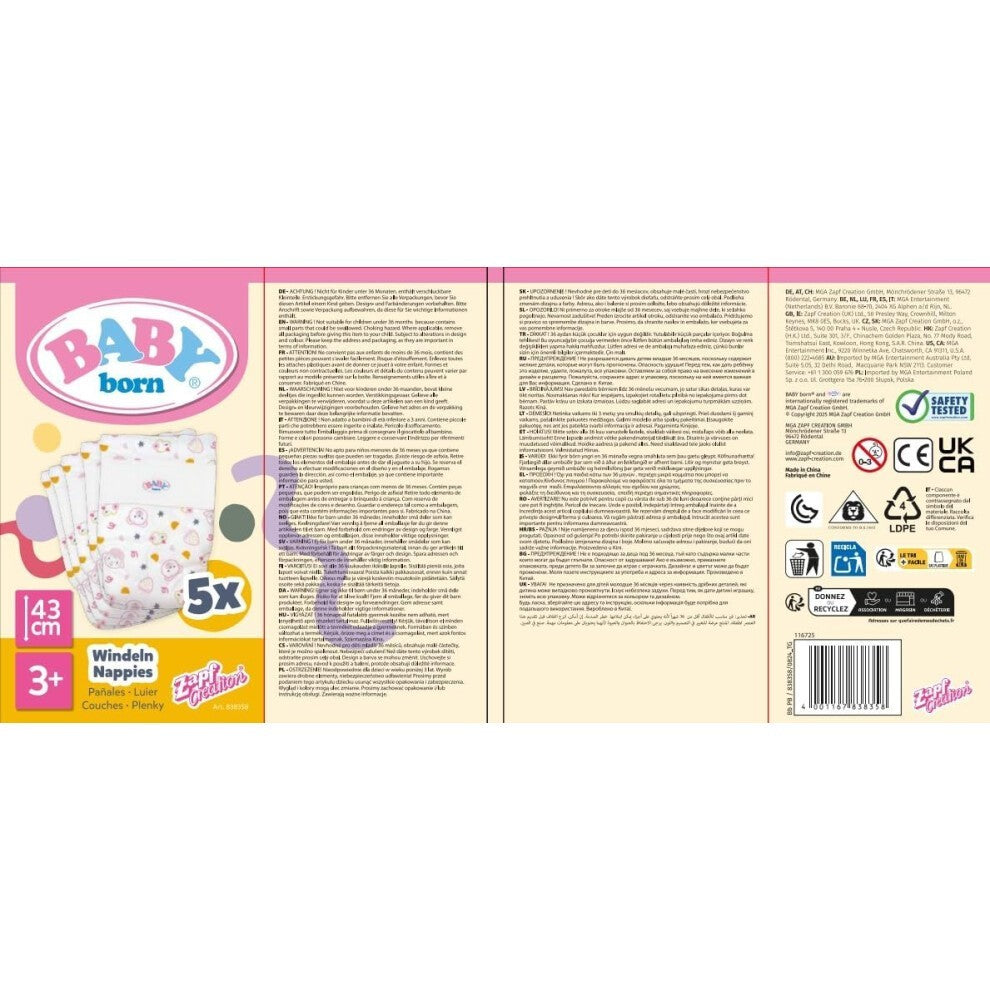 Baby Born Nappies, 5 Pack