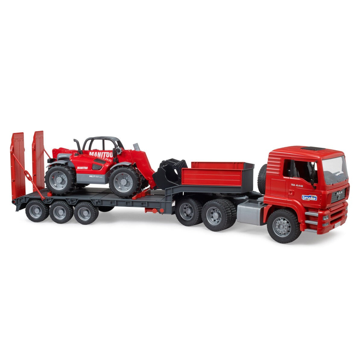 Bruder Man TGA Low Loader Truck with Manitou Telescopic Loader MLT 633