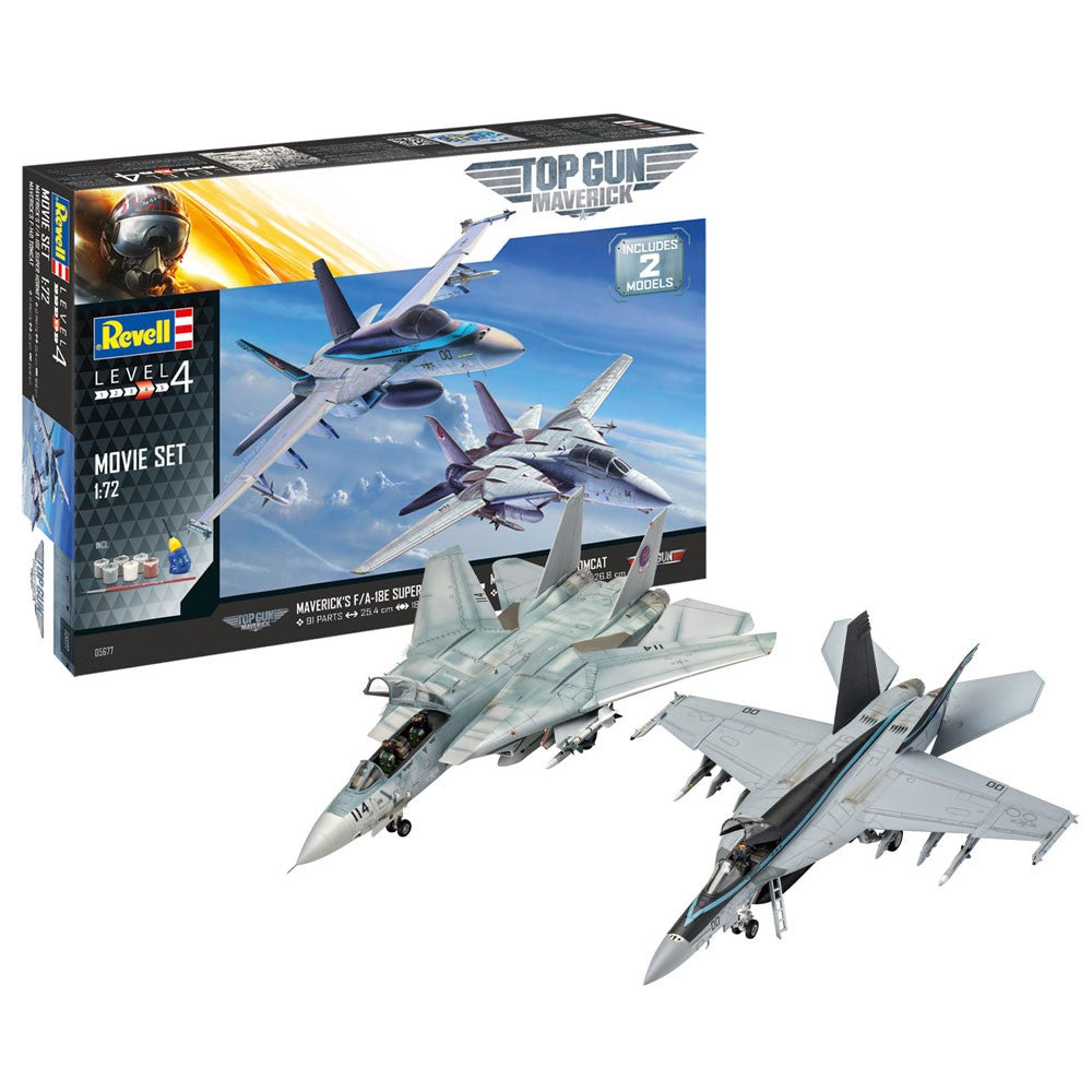 Revell 1/72 Top Gun Mavericks F/a-18e Super Hornet + F-14d Tomcat Movie Set