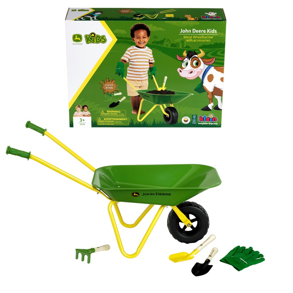 John Deere Metal Wheelbarrow Set
