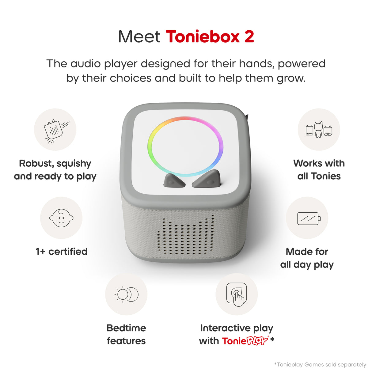 Tonies® Toniebox 2 Starter Set with Creative Tonie Rubie - Moon Grey