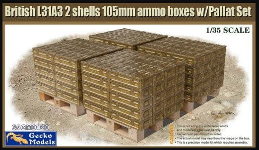 Gecko 1/35 British L31a3 2 Shells 105mm Ammo Boxes W/ Pallat Set