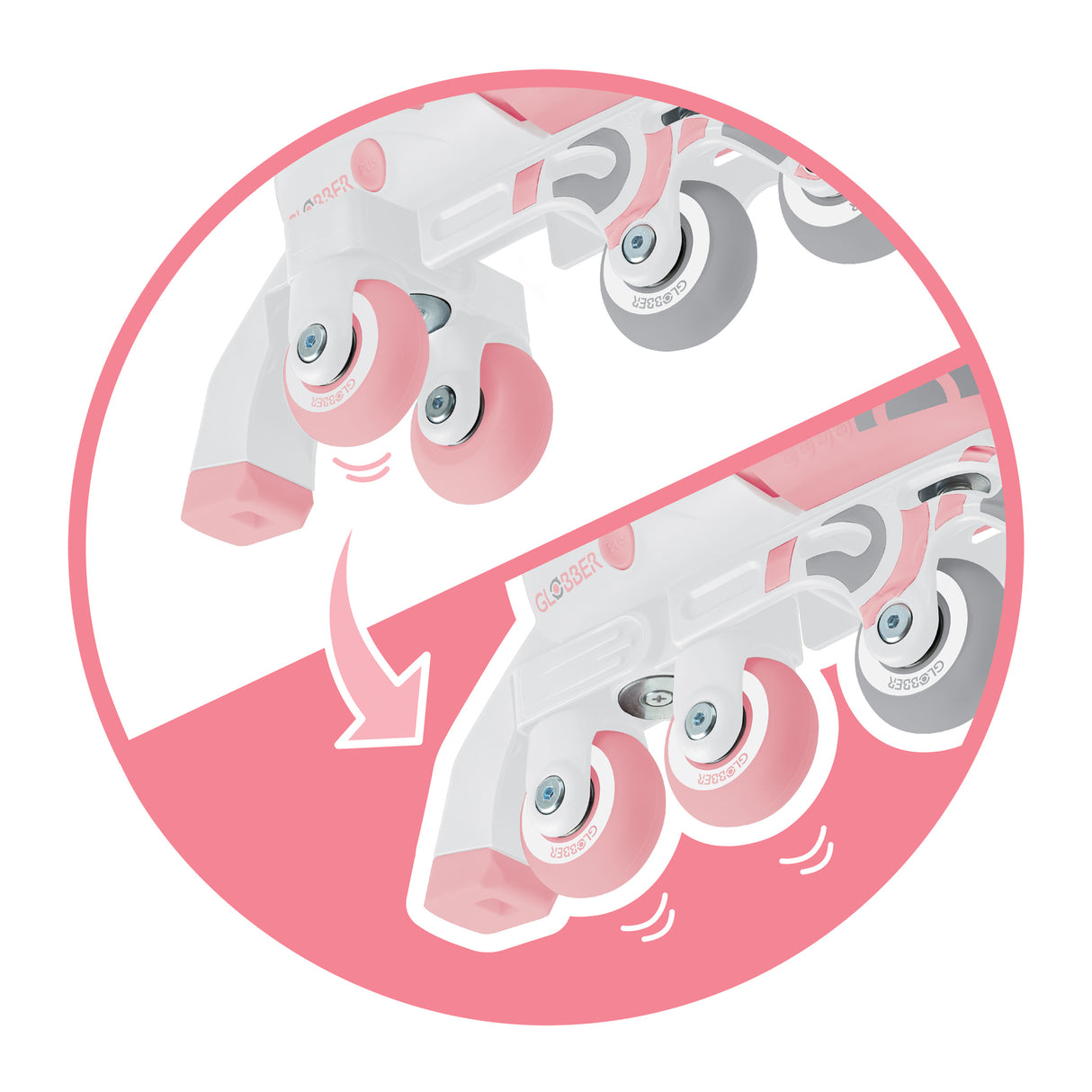 Globber Learning Inline Skates 2In1 Size 26-29 - PASTEL PINK