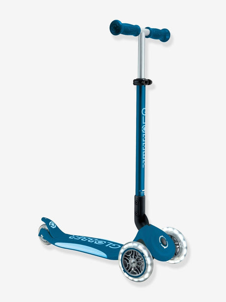 Globber Primo Fold Plus Lights Scooter V2 - Petrol Blue / Light Blue