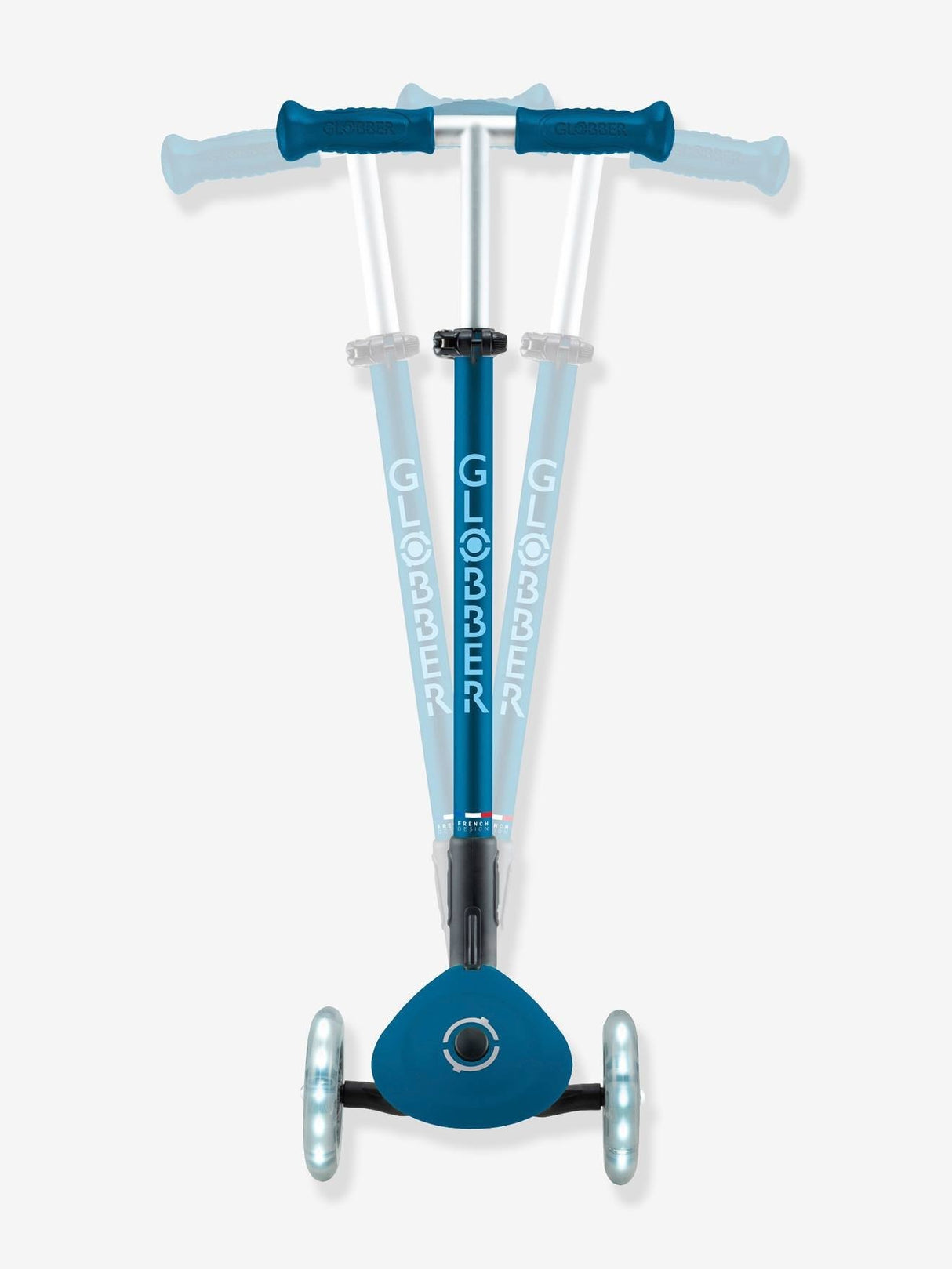 Globber Primo Fold Plus Lights Scooter V2 - Petrol Blue / Light Blue