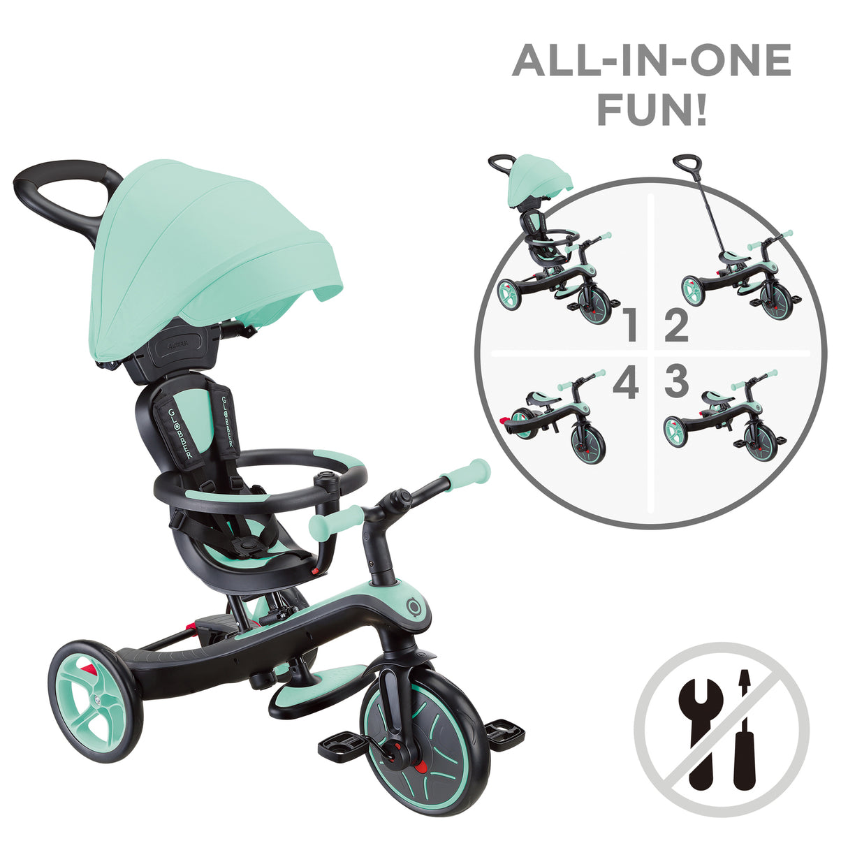 Globber Explorer Trike 4 in 1 - Mint Green