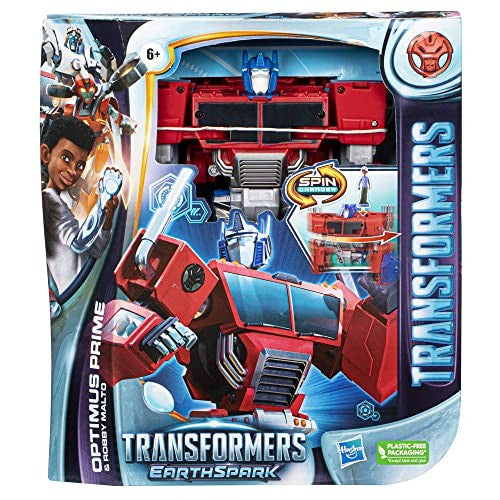 TRANSFORMERS EARTHSPARK SPIN CHANGER OPTIMUS PRIME & ROBBY MALTO