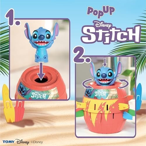 TOMY Disney Pop up Stitch Action Board Game Fun Family and Kids Game for Ages 4+ Preschool Children’s Game for Boys Girls and Adults