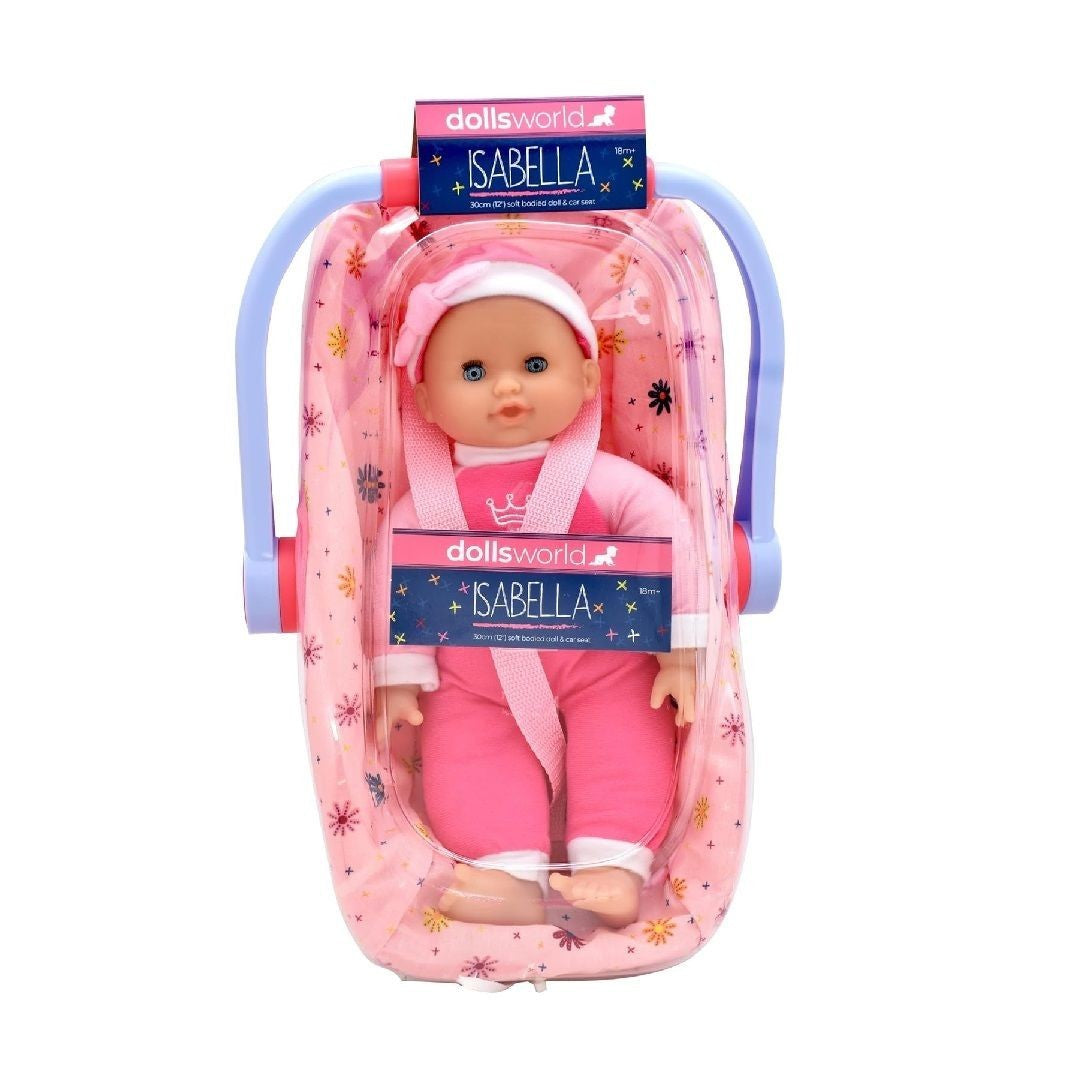 Dolls World Isabella Doll & Car Seat Set