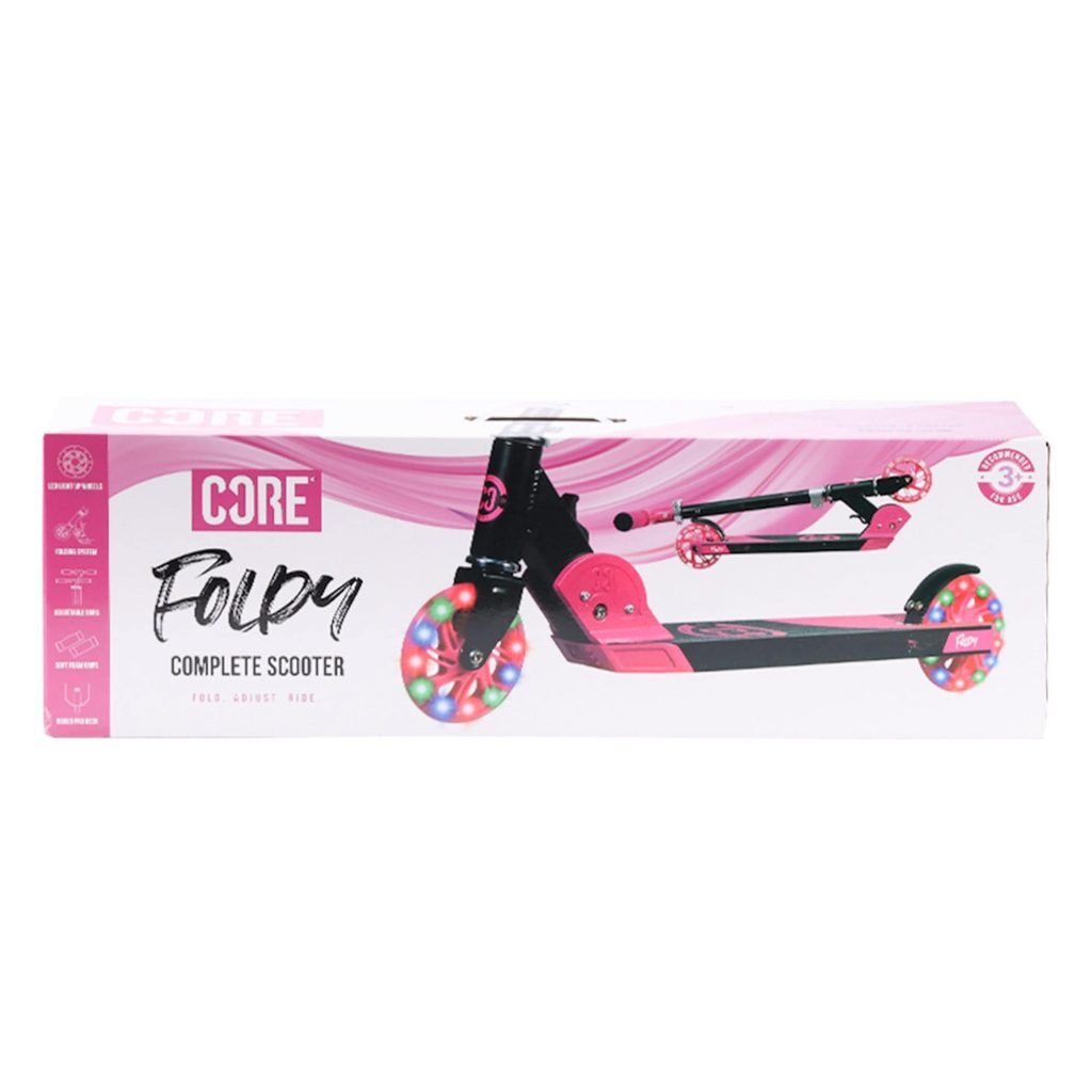 CORE KIDS FOLDY SCOOTER PINK WITH LED WHEELS