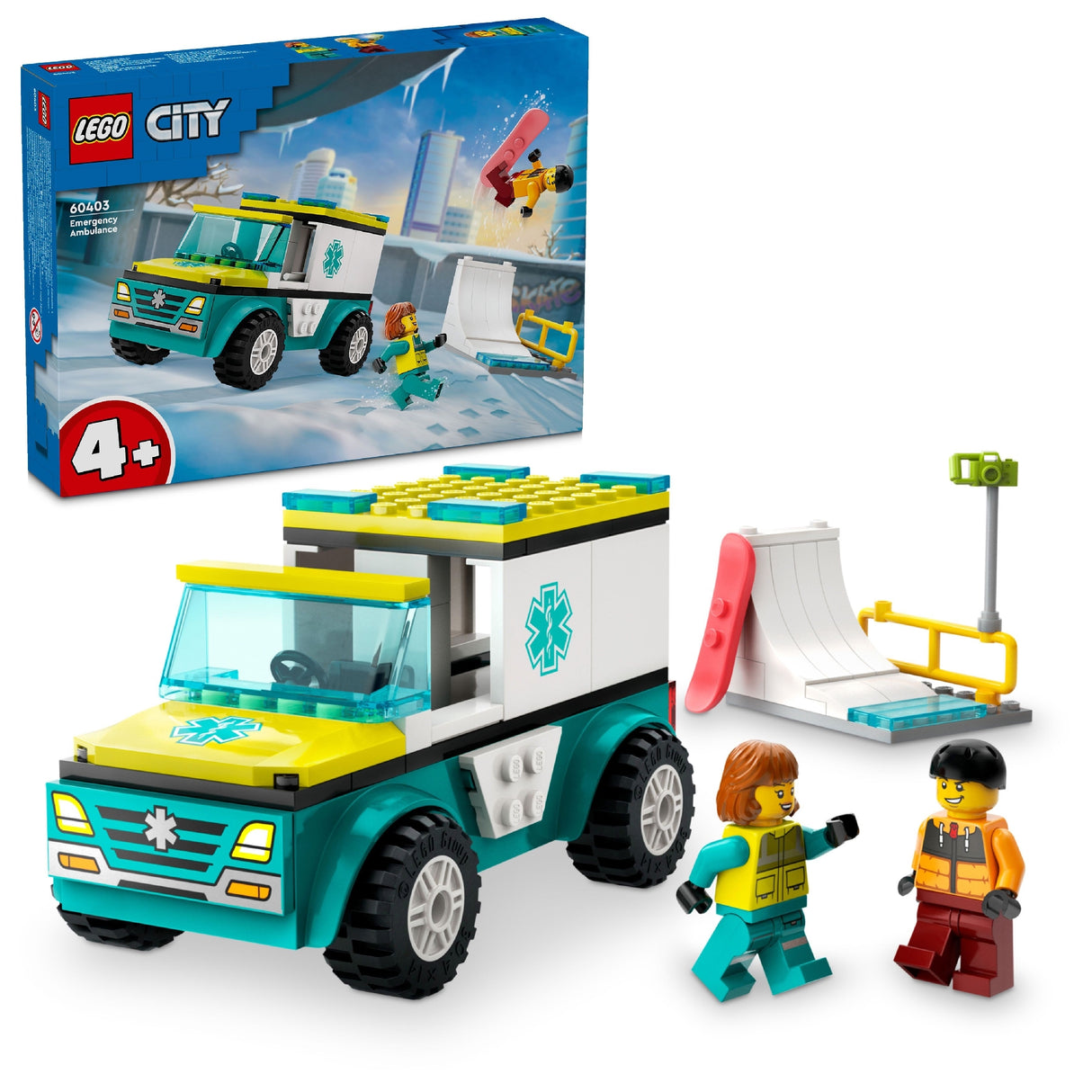 LEGO City Emergency Ambulance And Snowboarder 60403 Age: 4+