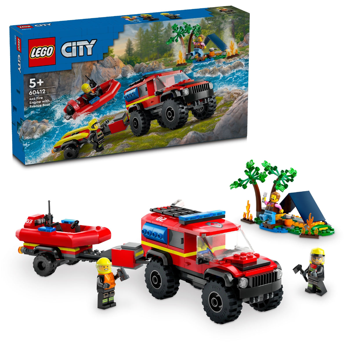 LEGO CITY 4x4 Fire Truck with Rescue Boat 60412 Age: 5+