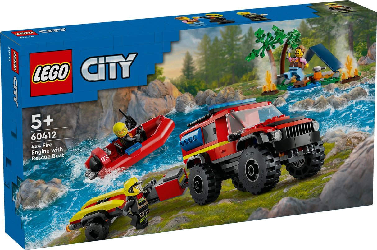 LEGO CITY 4x4 Fire Truck with Rescue Boat 60412 Age: 5+