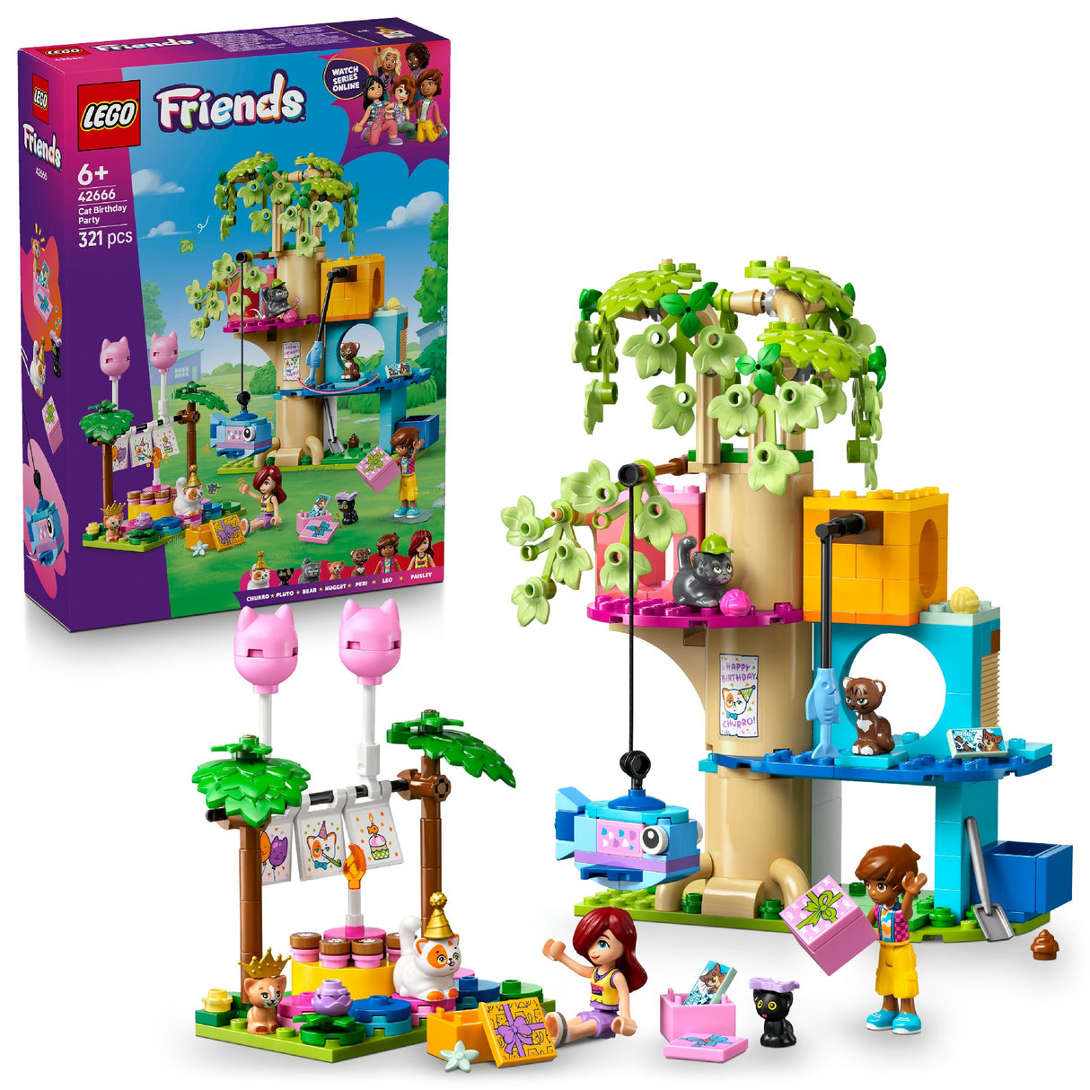 LEGO Friends Cat Birthday Party & Tree House 42666 Age: 6+