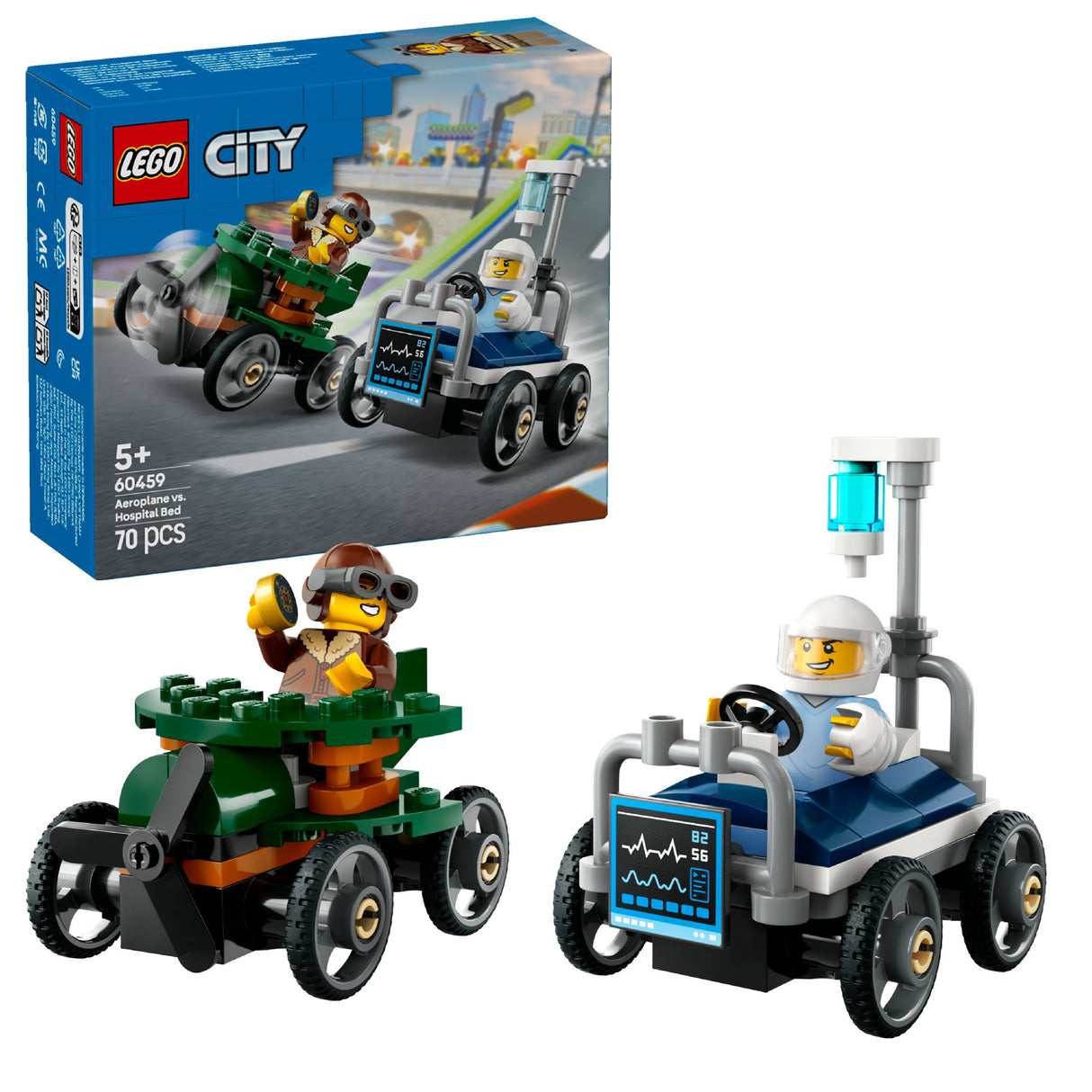 LEGO CITY AIRPLANE VS. HOSPITAL BED RACE CAR PACK 60459 AGE: 5+