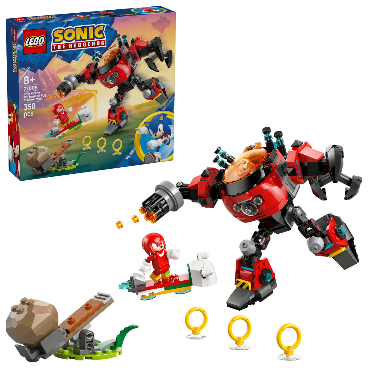 LEGO Sonic Knuckles vs. Dr. Eggman Egg Crusher Mech 77005 Age: 8+