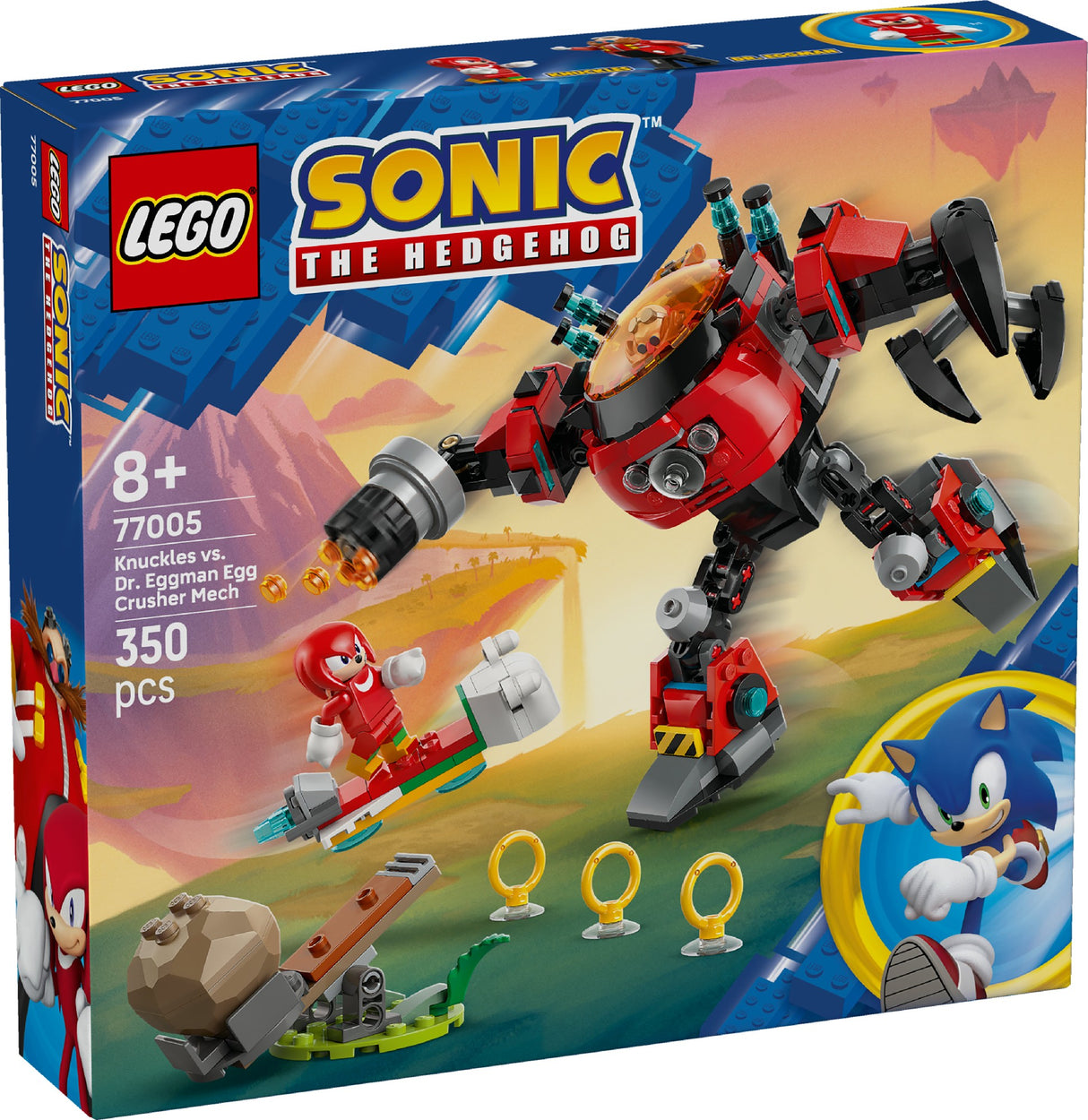 LEGO Sonic Knuckles vs. Dr. Eggman Egg Crusher Mech 77005 Age: 8+