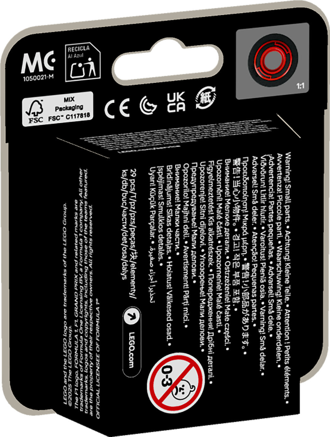 LEGO Minifigures F1® Collectible Race Cars 71049 Age: 6+