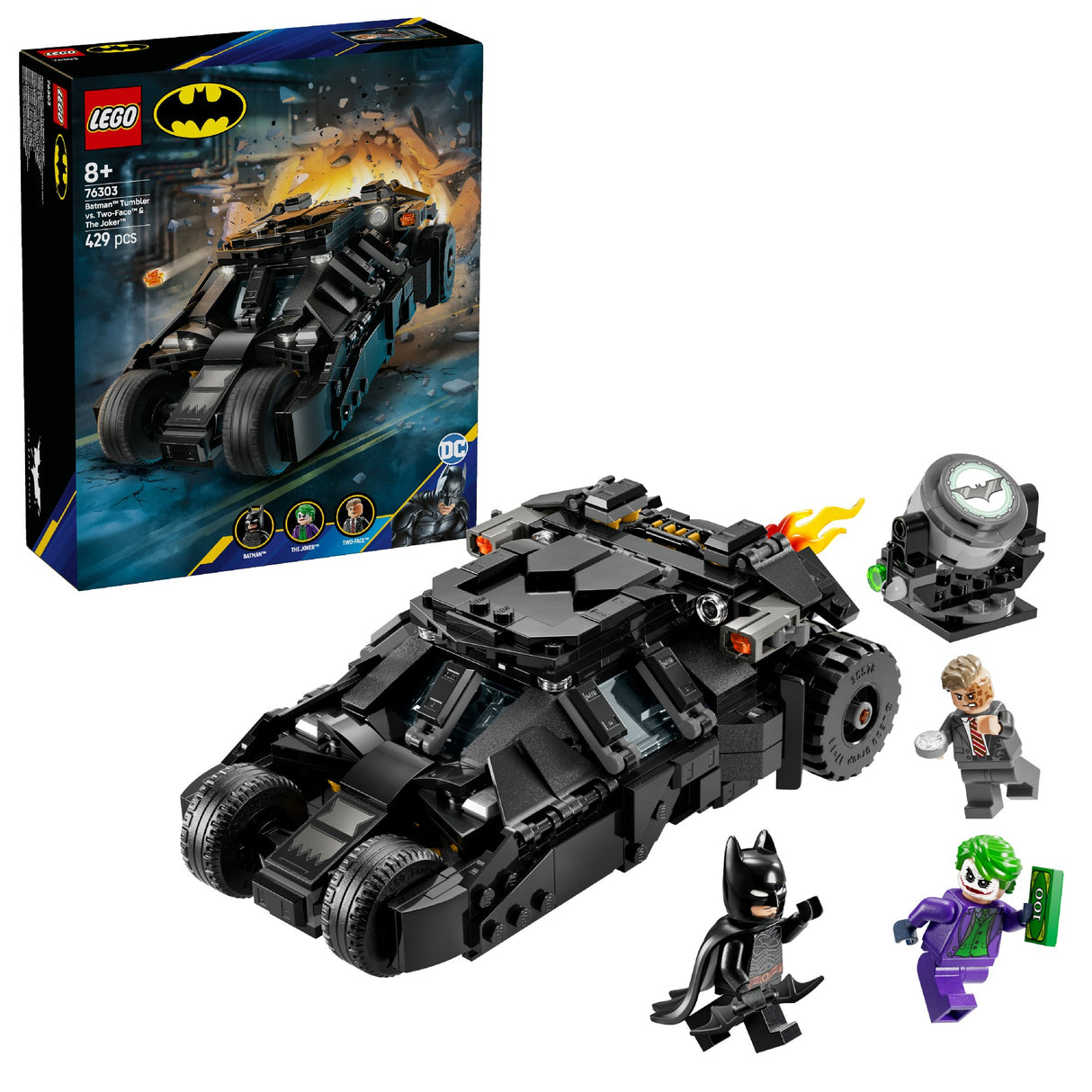 LEGO BATMAN™ TUMBLER VS. TWO-FACE™ & THE JOKER™ 76303 AGE: 8+