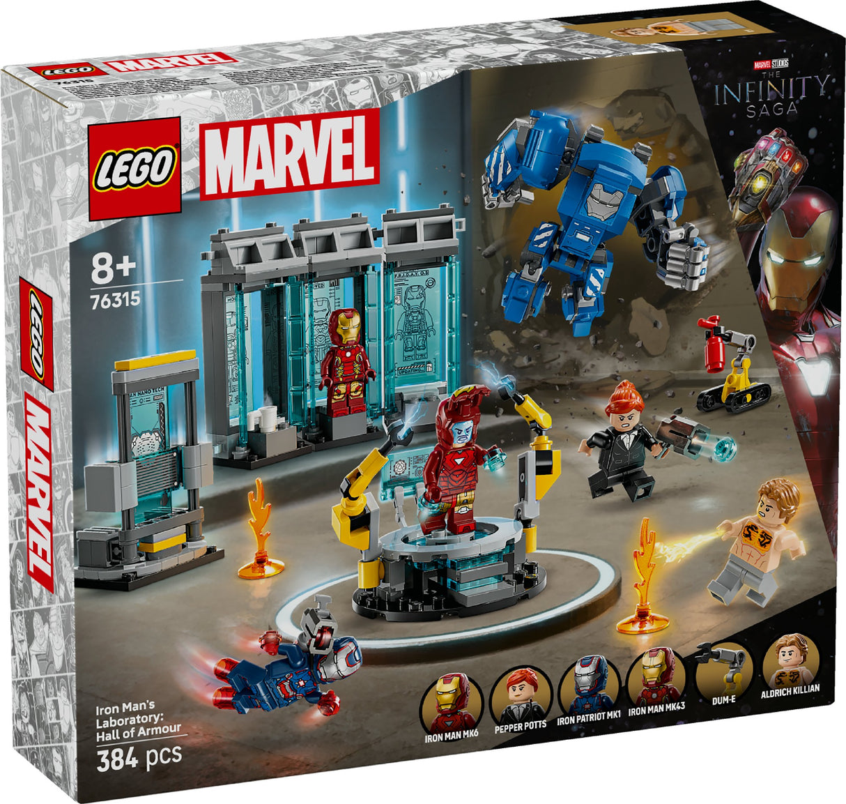 LEGO MARVEL IRON MAN'S LABORATORY: HALL OF ARMOUR 76315 AGE: 8+