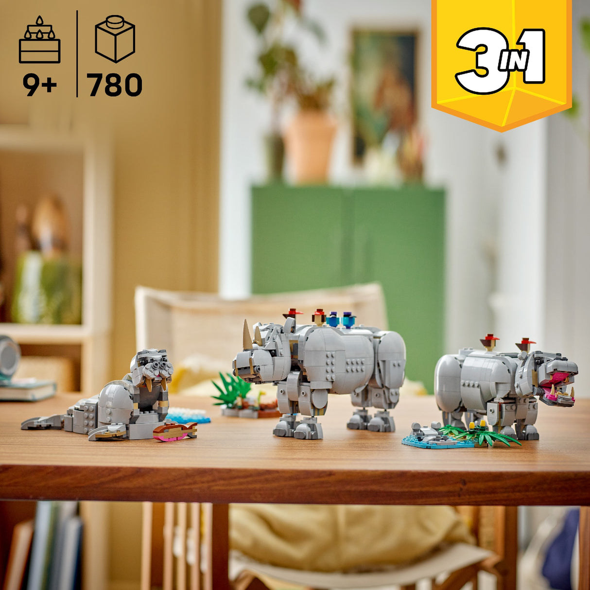 Lego Creator 3-In-1 Wild Animals: Majestic Rhino With Birds 31171 Age: 9+