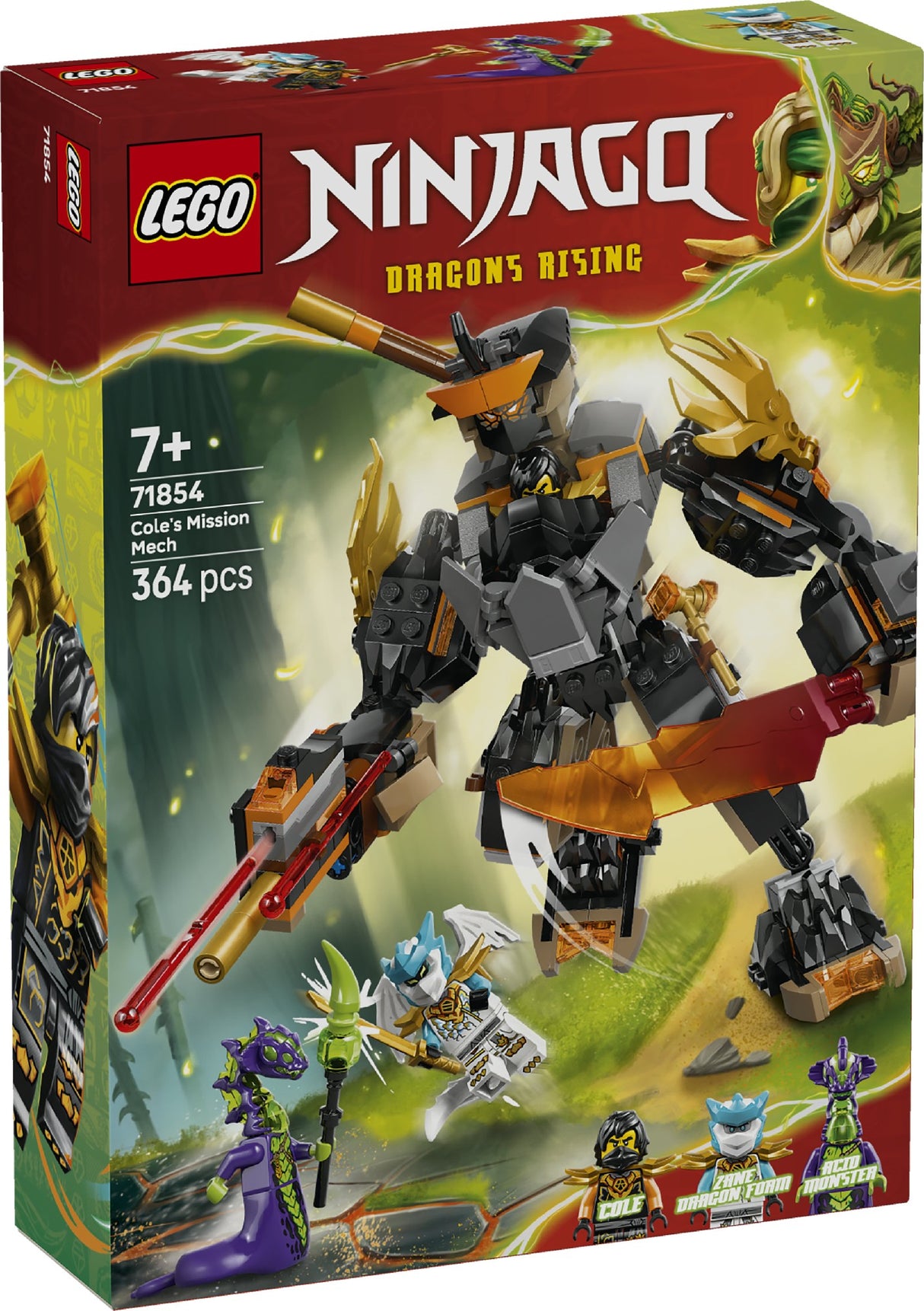 LEGO NINJAGO COLE'S MISSION MECH & DRAGON ZANE 71854 AGE: 7+