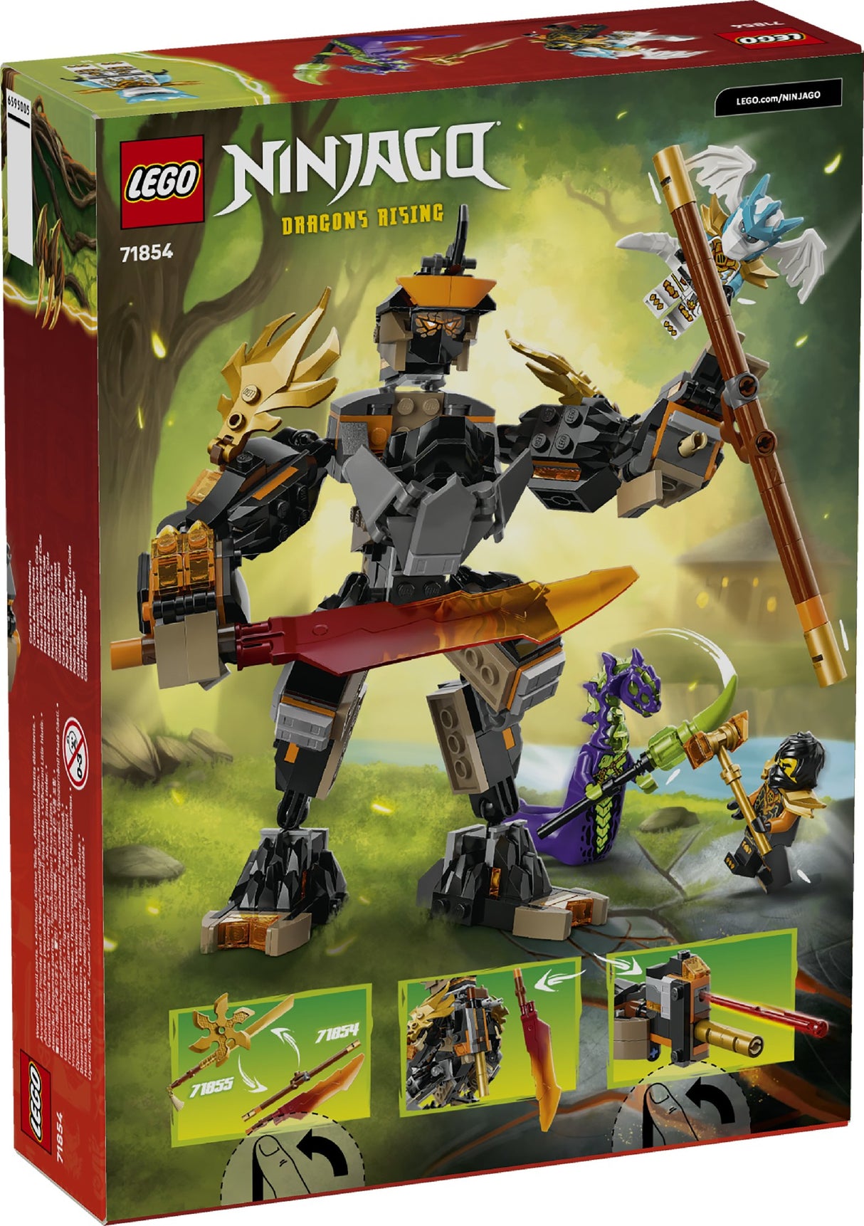 LEGO NINJAGO COLE'S MISSION MECH & DRAGON ZANE 71854 AGE: 7+