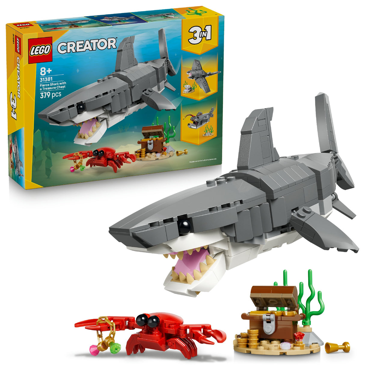 LEGO CREATOR FIERCE SHARK WITH A TREASURE CHEST 31381 AGE: 8+
